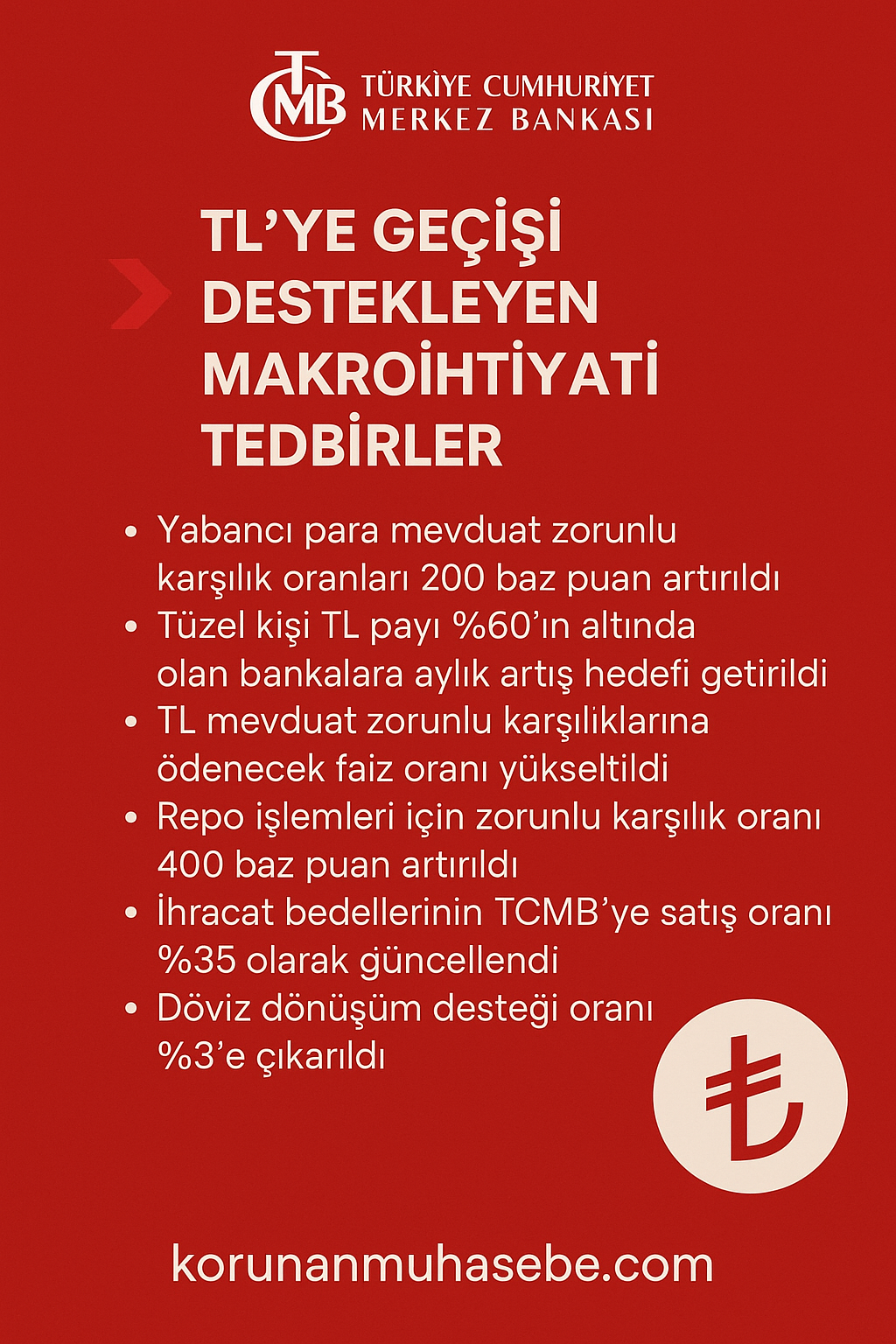 TCMB'den TL'ye Geçişi Destekleyen Yeni Düzenlemeler